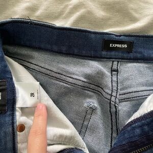 Express Blue Jeans with Distressed Look and Straight Fit